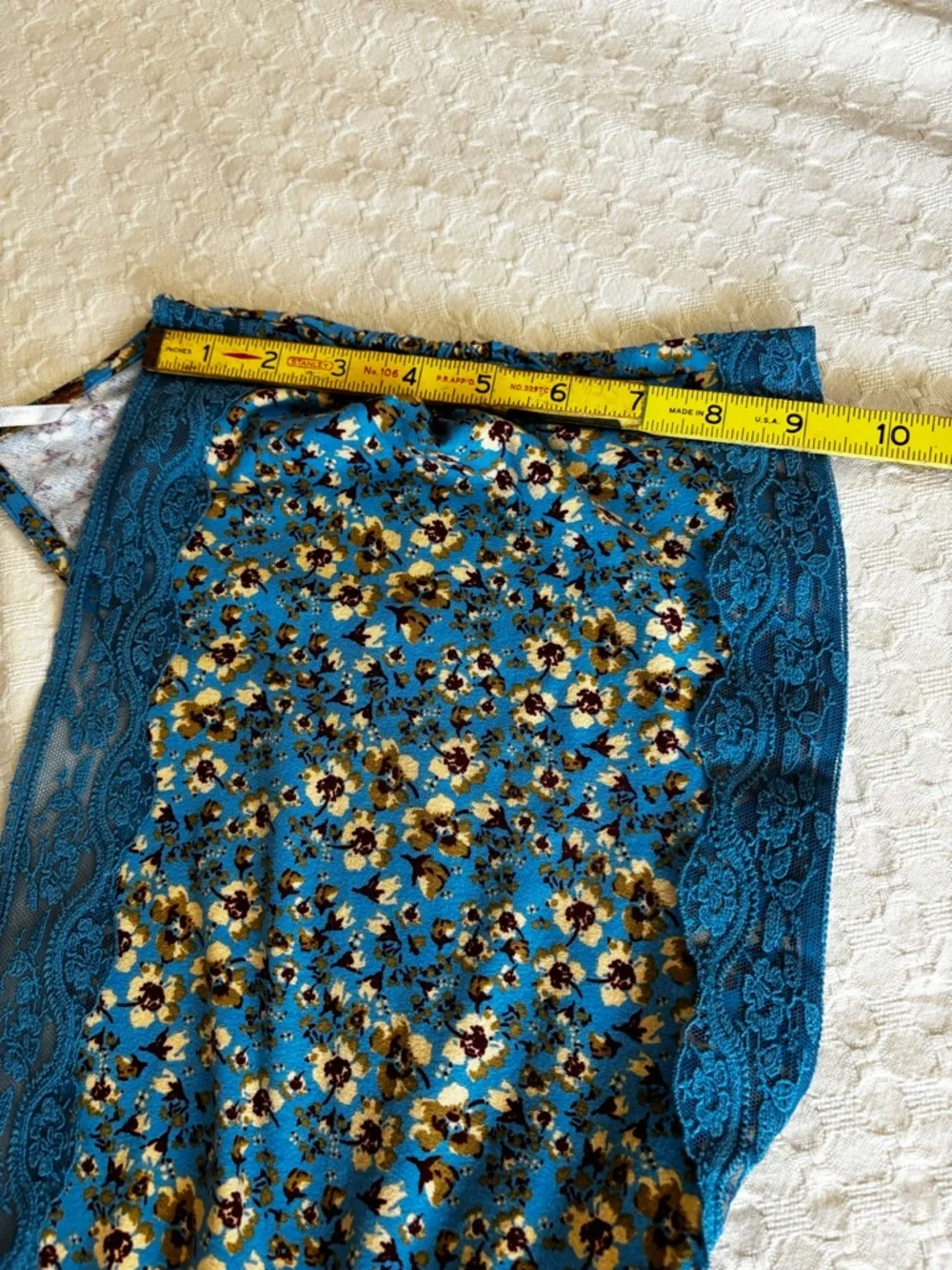 Free People Blue Floral Lace-Trim Open-Back Mini Dress - Picture 10 of 12